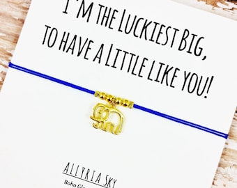 Gold Lucky Elephant Big Little Sorority Sister Bracelet (Single or Set) | Big Sister, Little Sister | Reveal Gift | Sister Gift Jewelry