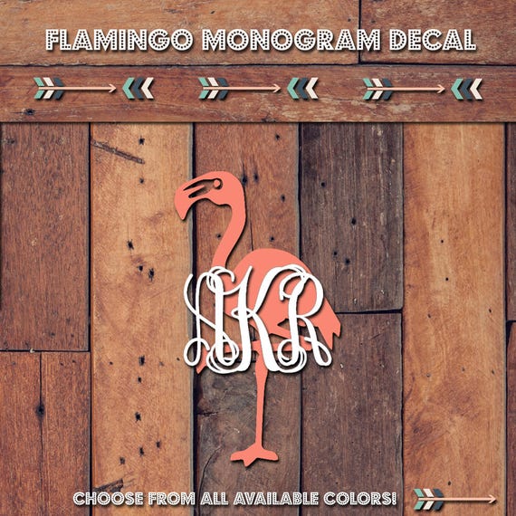 Flamingo Monogram Decal Yeti Decal Yeti Sticker Tumbler