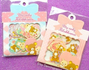 Kawaii stickers Kawaii bear stickers Kawaii kuma stickers San X stickers Japanese stickers Cute stationery Cute sticker flakes Sticker bags