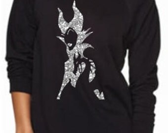 Maleficent with Dragon Glitter Black Off Shoulder Glitter Next Level Top Disney Evil Queen Sleeping Beauty