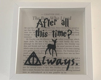 Harry Potter, snape quote, art, hand painted, book, framed, patronus, doe, deathly hallows