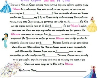 Disney Baby Shower Mad Libs - A baby shower game for a little Princess! - Instand Download