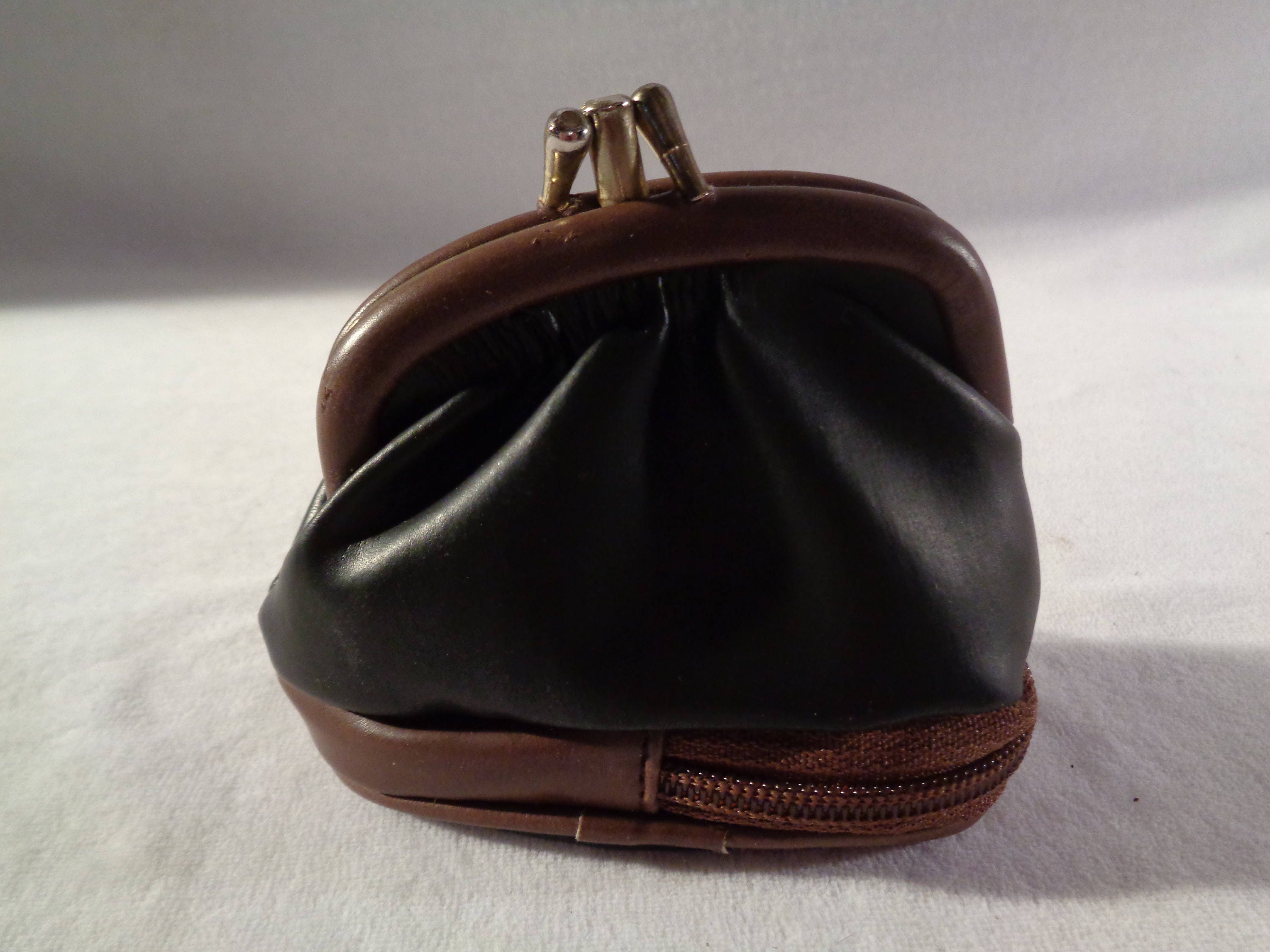 Vintage Leather Coin Purse Ladies Leather Coin Pouch Black
