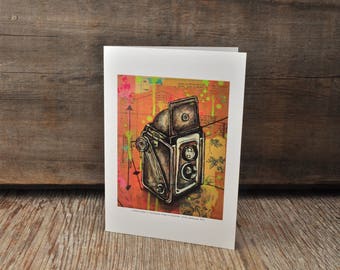 Vintage Kodak Duaflex camera blank greeting card