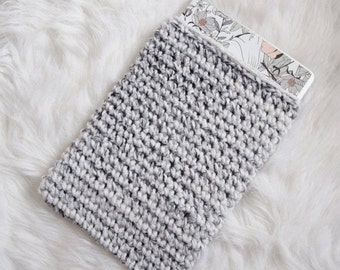 Marble Grey Laptop Sleeve - Knit Laptop Cozy - Chunky Knitted Crochet Marble Gray Macbook Air Case