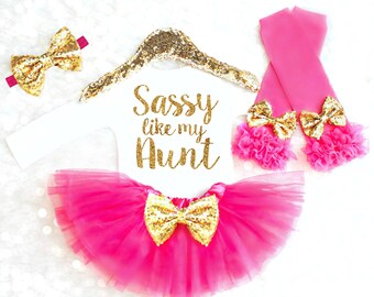 Sassy Like My Aunt Baby Clothes Aunt Gift Auntie Gifts Aunt Shirts I Love My Aunt Baby Gift for Niece Baby Girl Aunt Clothes Funny Aunt Baby