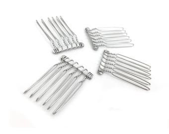10 Metal Hair Comb Blank, 6 Teeth, Bridal, Wedding, DIY Hair Accessory