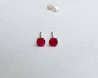 Ruby stud earrings | Etsy