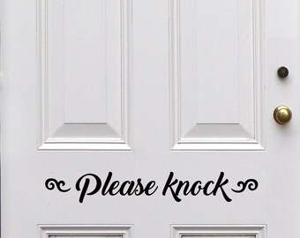 Please Knock Front Door Decal, Please Knock, Removable Vinyl Door Decal, Vinyl Door Sticker, Door Sign