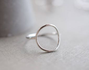 Skinny Sterling silver circle ring, 1 mm stackable ring. silver ring, gift for her