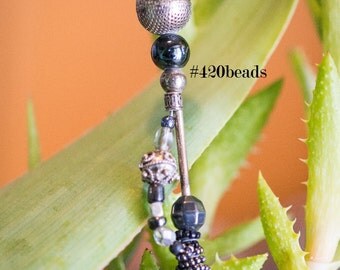 420beads CLIP: mesh, hematite, silver, hardcore, lord of the pokers, reefer clip / roach clip, bling your blunt