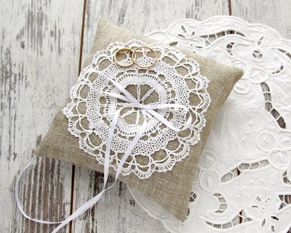 Wedding bearer pillow Burlap ring pillow Bridal ring pillow