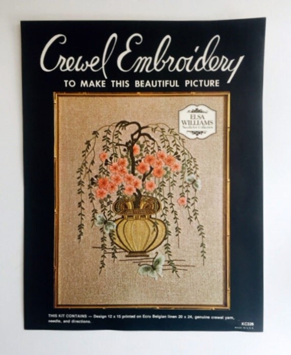 Vintage Elsa Williams Crewel Embroidery Kit Chinese Cherry