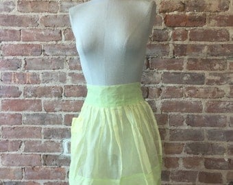 Lemon Lime Sheer Organza Apron - 1950s Half Apron - 1950s Kitchen - Hostess Gift