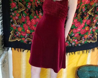 velvet red 90s dress/ womens small/medium