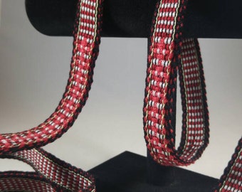 Inkle weaving strap, band, trim, or belt - Handwoven - SCA, LARP, Nordic, Viking, and Cosplay - Red, White, and Black
