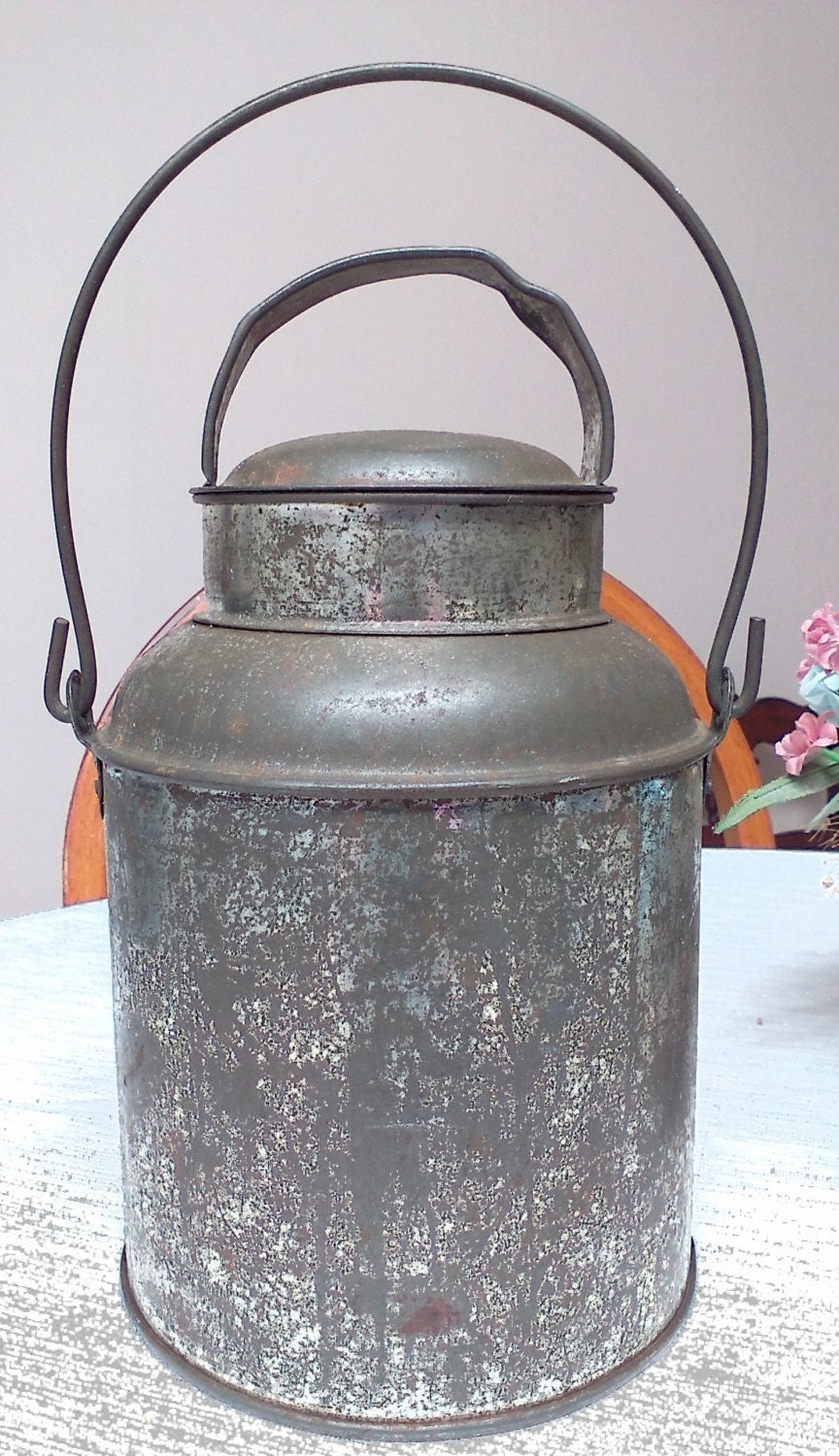 Early Tin Milk Pail Vintage Milk Pail