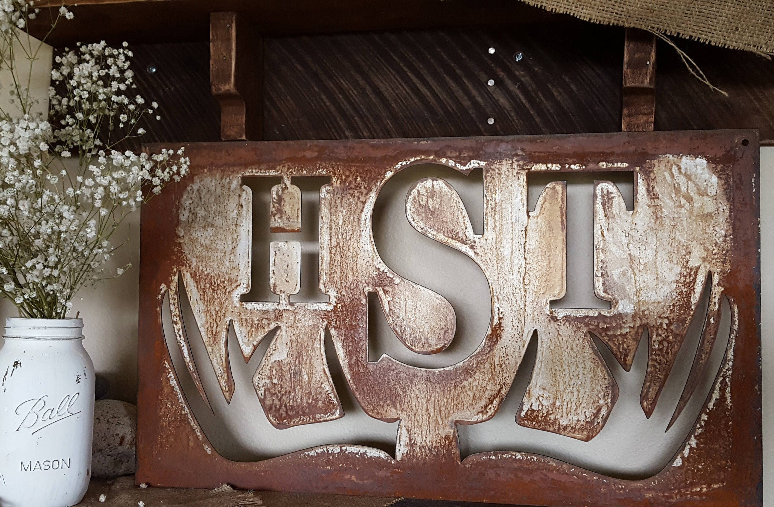 Woodland Nursery Decor Antlers Fixer Upper Style Sign Metal Rustic Home Farmhouse Baby Shower Gift Country Cabin Woodland Nursery Decor Antlers Fixer Upper Style Sign Metal Rustic Home Farmhouse Baby Shower Gift Country Cabin