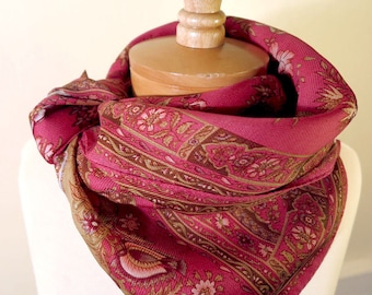 silk long scarf, winter silk scarf, textured silk scarf, spring silk, paisley scarf, pink scarf, luxury scarf, gift scarf, hermes scarf