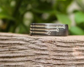 unique black rhodium plated 9k solid white gold mens designer wedding ring set with 3 f - Mens Designer Wedding Rings unique black rhodium plated 9k solid white gold mens designer wedding ring set with 3 f - Mens Designer Wedding Rings