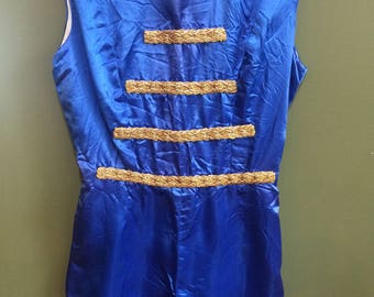 Vintage Majorette Baton Twirler Blue Satin Costume