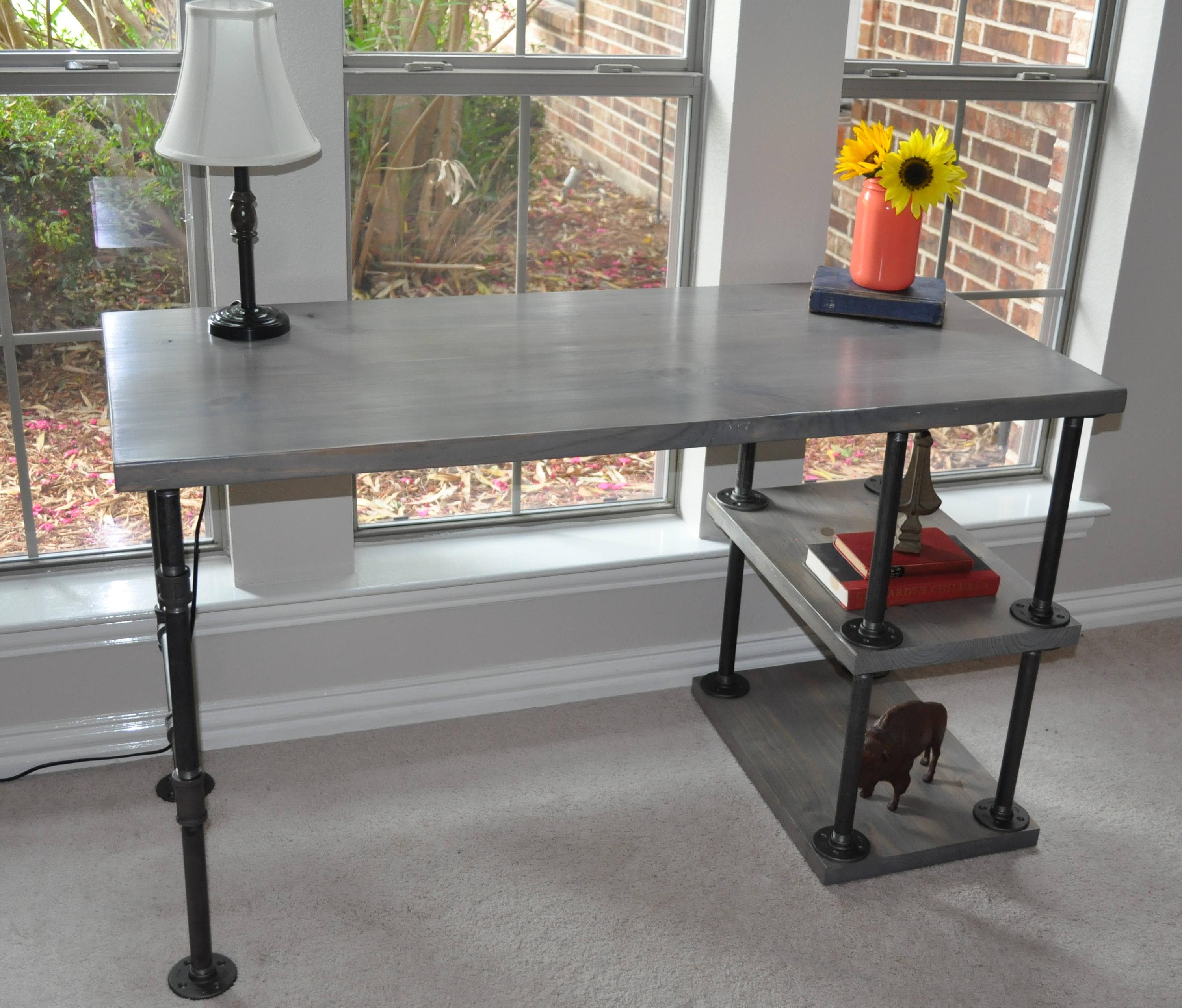 Industrial Pipe Desk with Shelves