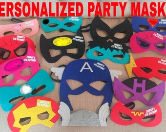 Ten (10) Personalized Felt Superhero Felt Masks - Superhero Birthday Party Favors! Pick Any Mixture!