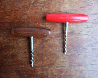 Pair of Vintage Wooden Handled Skyline Corkscrews - Circa 1950's