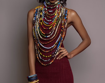 African Print Ankara Necklace - "The Legend" Conversation Piece