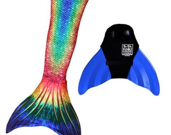 Mermaid Tail Seven Seas Rainbow Pattern-Swimmable Mermaid Tail-FAST SHIPPING-Mermaid Photography