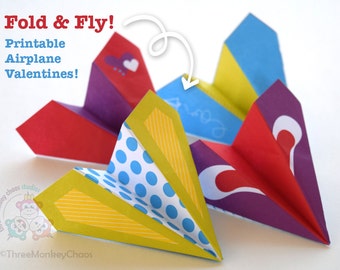 Instant Download DIY Valentine Paper Airplane. Paper Planes.