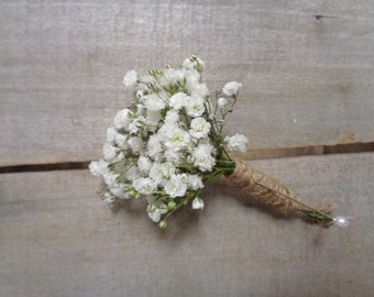 FRESH Baby's breath boutonniere, Boutineere, babys breath flowers, FRESH flowers, Wedding flowers, wedding accessories, country wedding