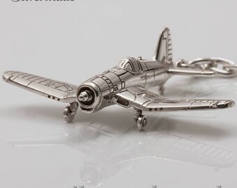 Silver KeyRing airplane F4U-Corsair