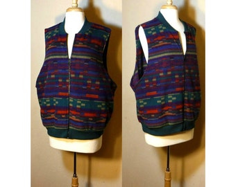 Women's vest, plus size, Indian, Native American, fleece, Southwest, tribal, ethnic, hippie, boho, outdoor, women's clothing, Columbia