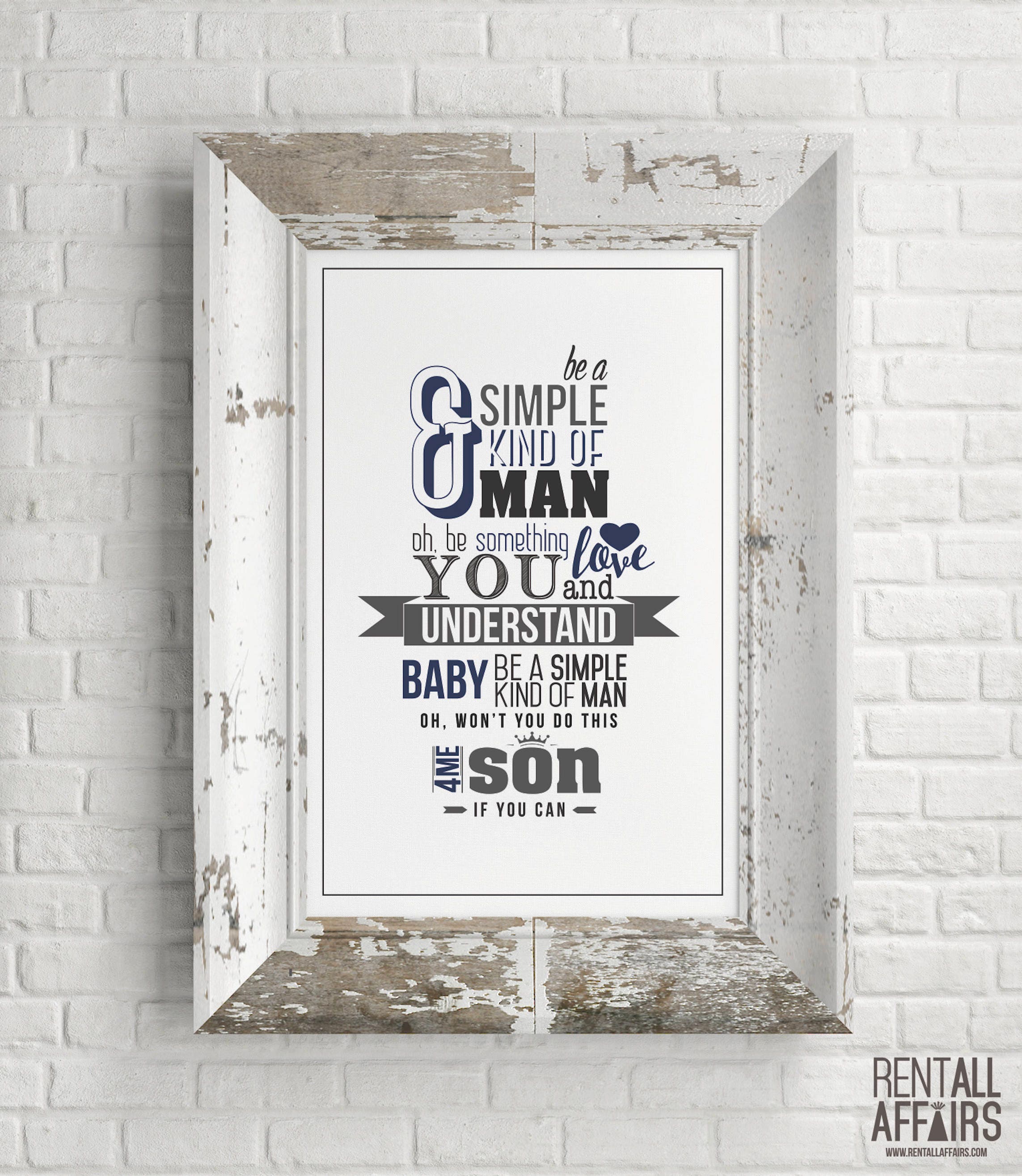 Simple Man Lyrics Custom Print
