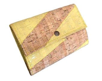 Cork Wallet for Woman Yellow Cork Wallet Large Wallet Woman Women's Wallet in Yellow
