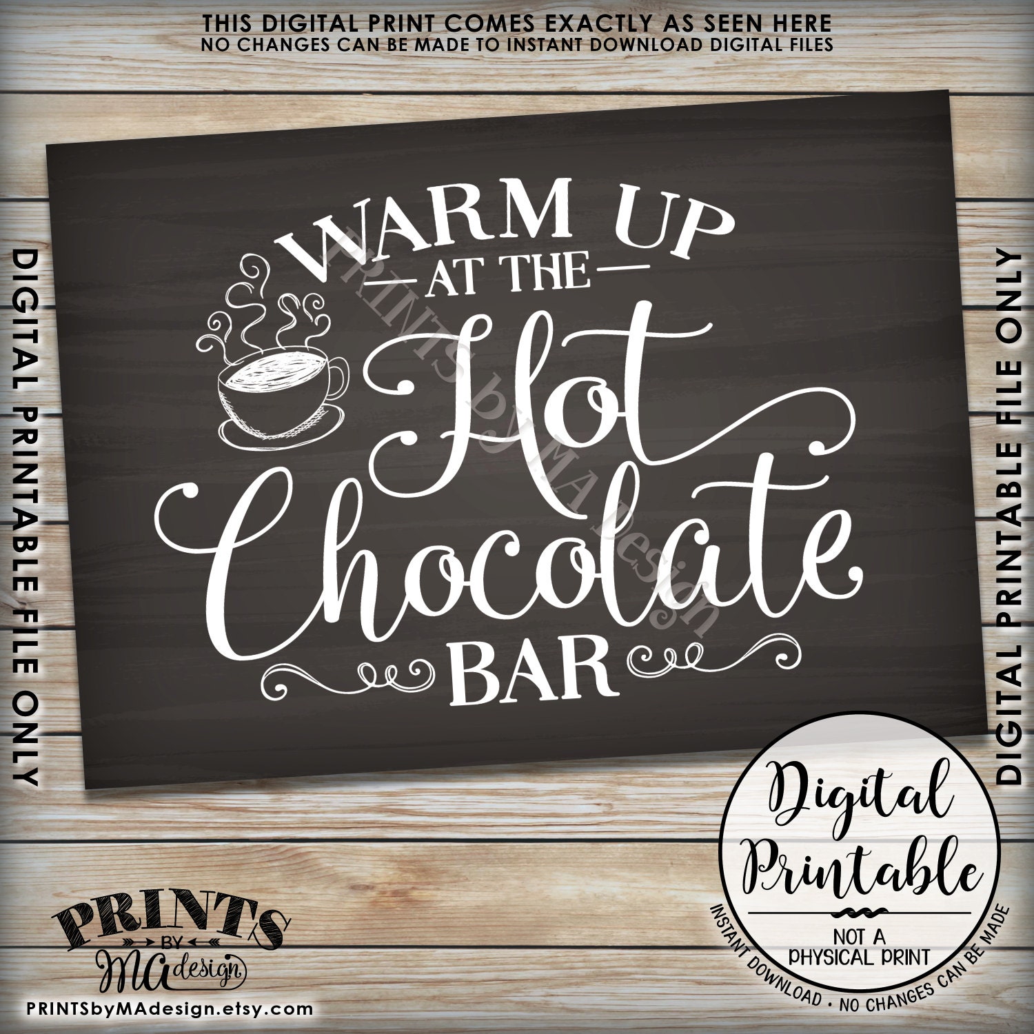 Hot Chocolate Bar Sign, Warm Up at the Hot Chocolate Bar Wedding, Hot