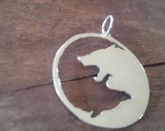 Odins two wolves Geri and Freki in Silver