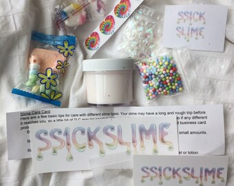 SLIME GRAB BAG 2oz Mystery Fluffy Bubblegum Crunchy Bubbly Stress Relief Gift Ideas Sensory Cheap Slime Putty Gak Soft Serve Party Favors