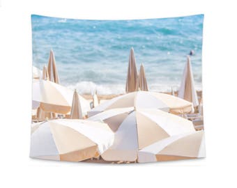 Beach Wall Tapestry, Extra Large Wall Decor, 51x60, 68x80, 88x104, Oversized Wall Hanging, Beach Umbrella, Ocean, Huge Wall Decor