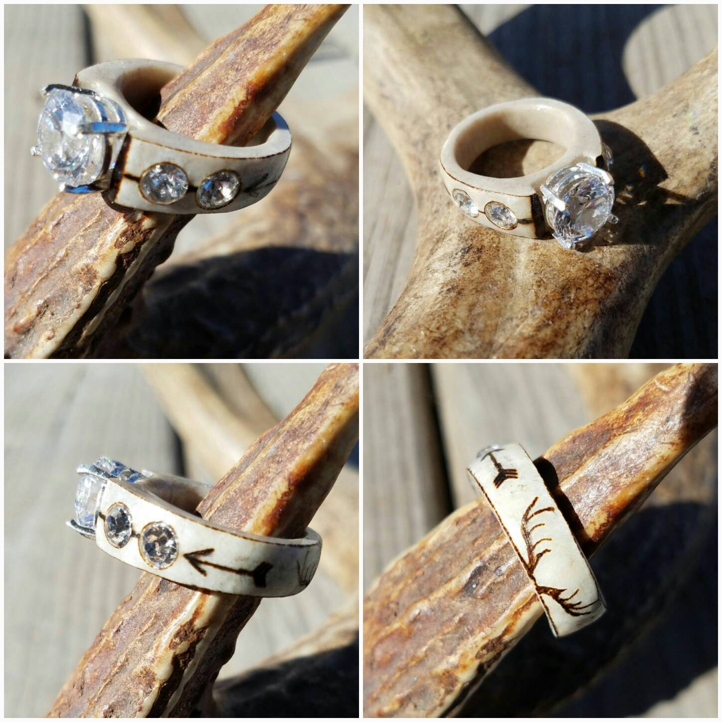 Antler ring 10mm CZ sterling silver Swarovski Crystal