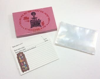Vintage CURRENT Recipe Cards in Box with Plastic Recipe Saver Sleeves Cover Blank Lined 3x5 Kitchen Theme Design