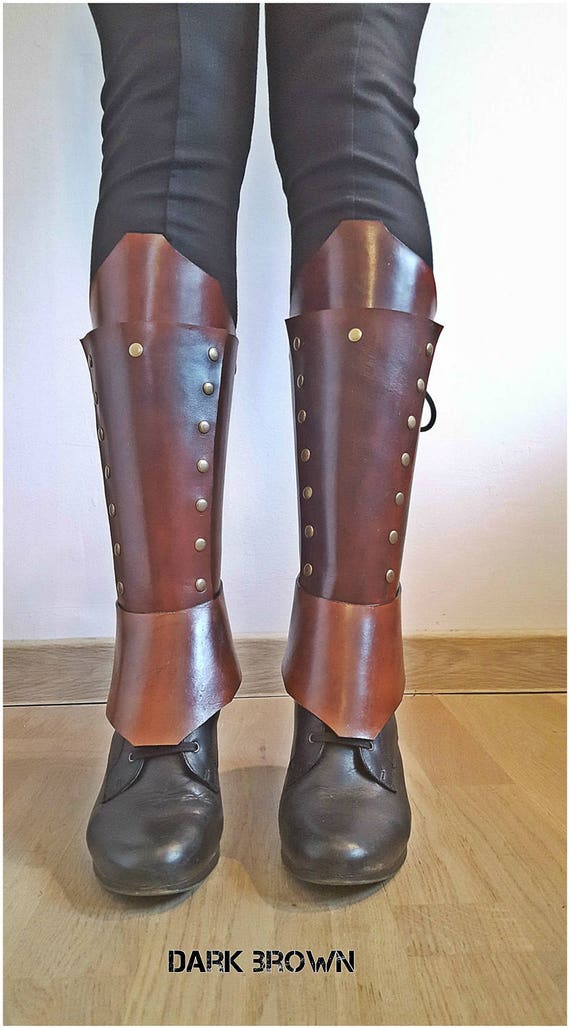 Leather Greaves Brown Leather Gaiters Shin Guards Fantasy