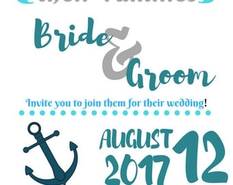 Beach Nautical Wedding Invitation Digital Download