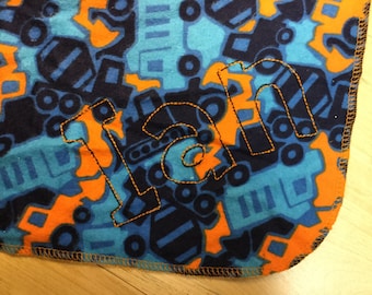 Personalized Camo Trucks Baby Boy Flannel Swaddle Blanket