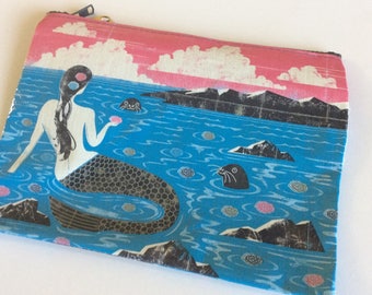 Mermaid Zipper Pouch : BlueQ zipper pouch, Journaling Pouch, Art Pouch, Junk Journal, Pen Pal, art supply