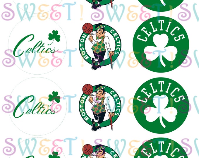 Edible Boston Celtics Cupcake, Cookie or Oreo Toppers - Wafer Paper or Frosting Sheet