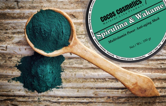 Spirulina green clay - Wakame and spirulina Detox antioxidant clay mask- antiaging