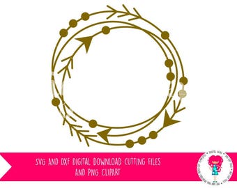 Arrow Frame, Tribal Circle, SVG / DXF Cutting Files For Cricut Explore / Silhouette Cameo & PNG Clipart Download, Commercial Use Ok