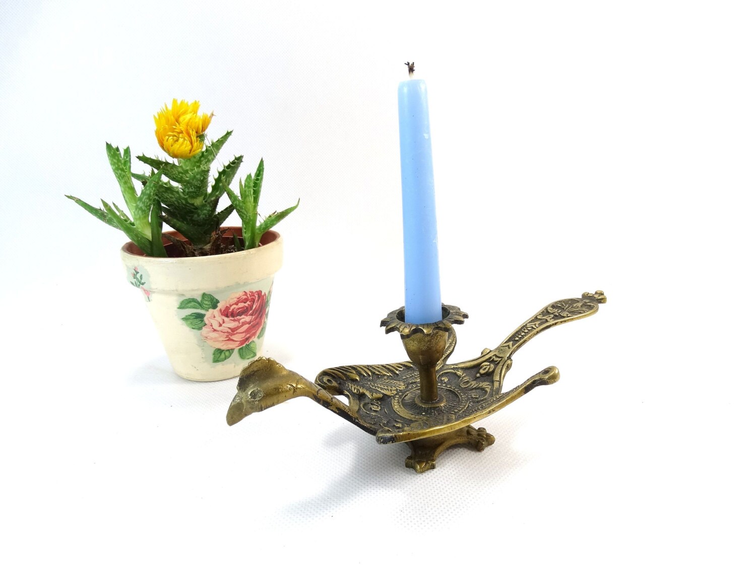 French Brass Bird Candle Holder Ornate Candle Holder